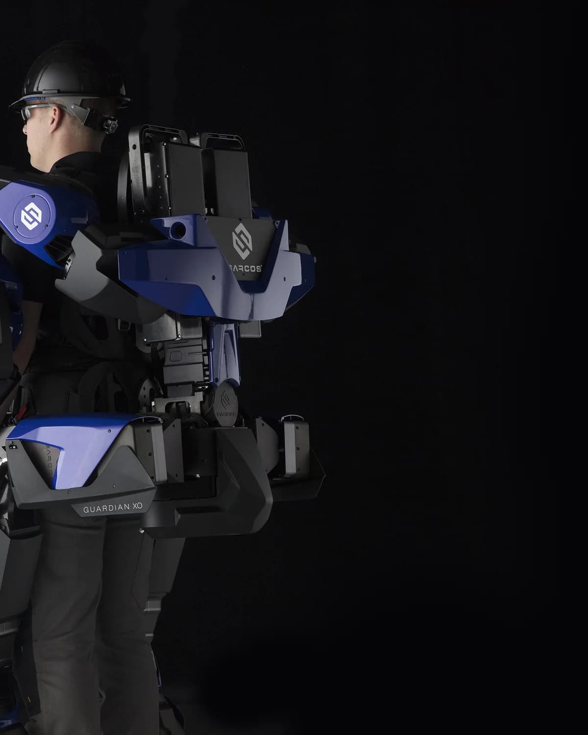 A worker wearing the Sarcos Guardian XO full-body exoskeleton.